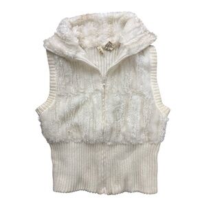 Tiara White Fuzzy Sweater Vest
